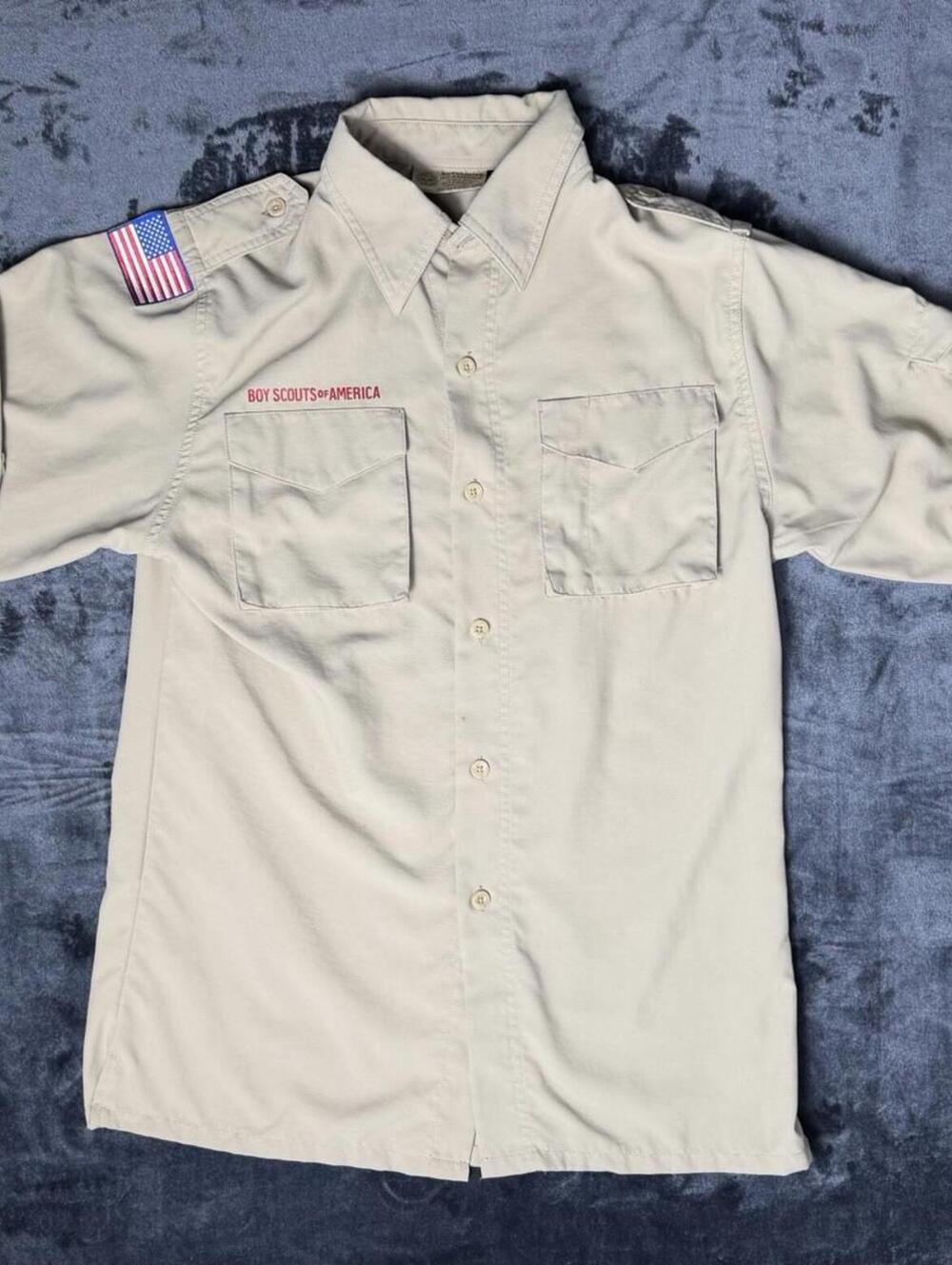 Boy Scouts of America BSA Uniform Shirt Youth Large L Khaki Long Sleeve - Picture 3 of 9